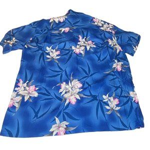 Two Palms Tiki Aloha Camp Orchid Flower Shirt M